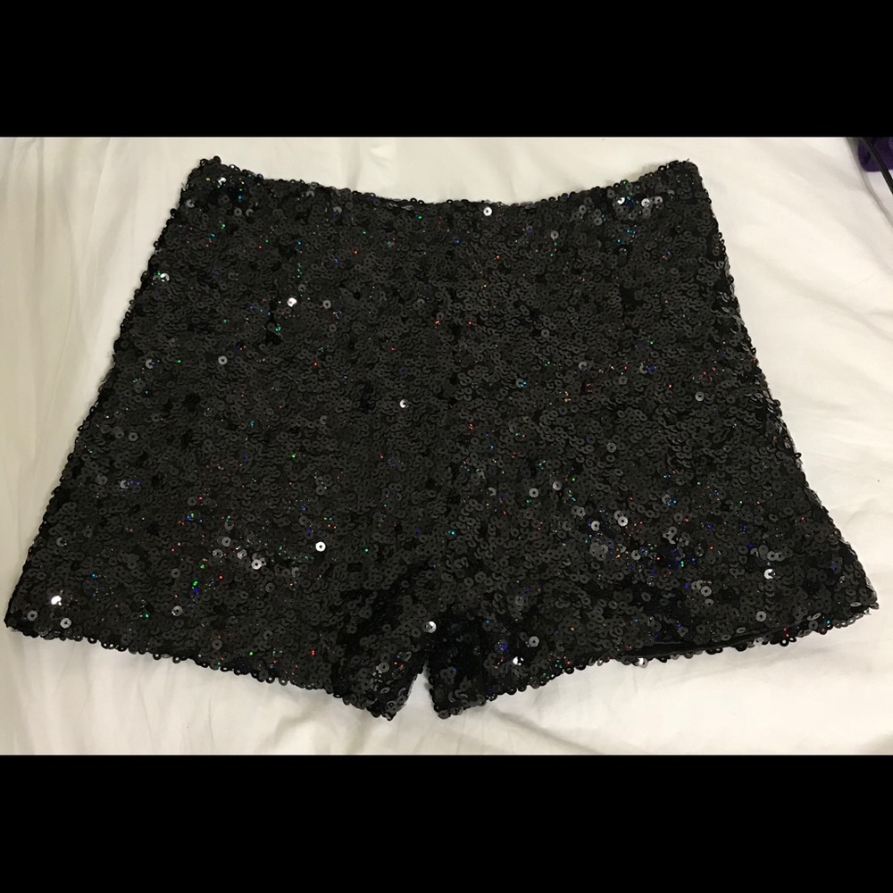 French Connection Black Sequin Shorts